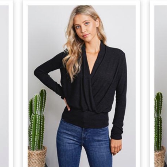 Mauve Soft Knit Wrap Front Long Sleeve - Picture 4 of 6